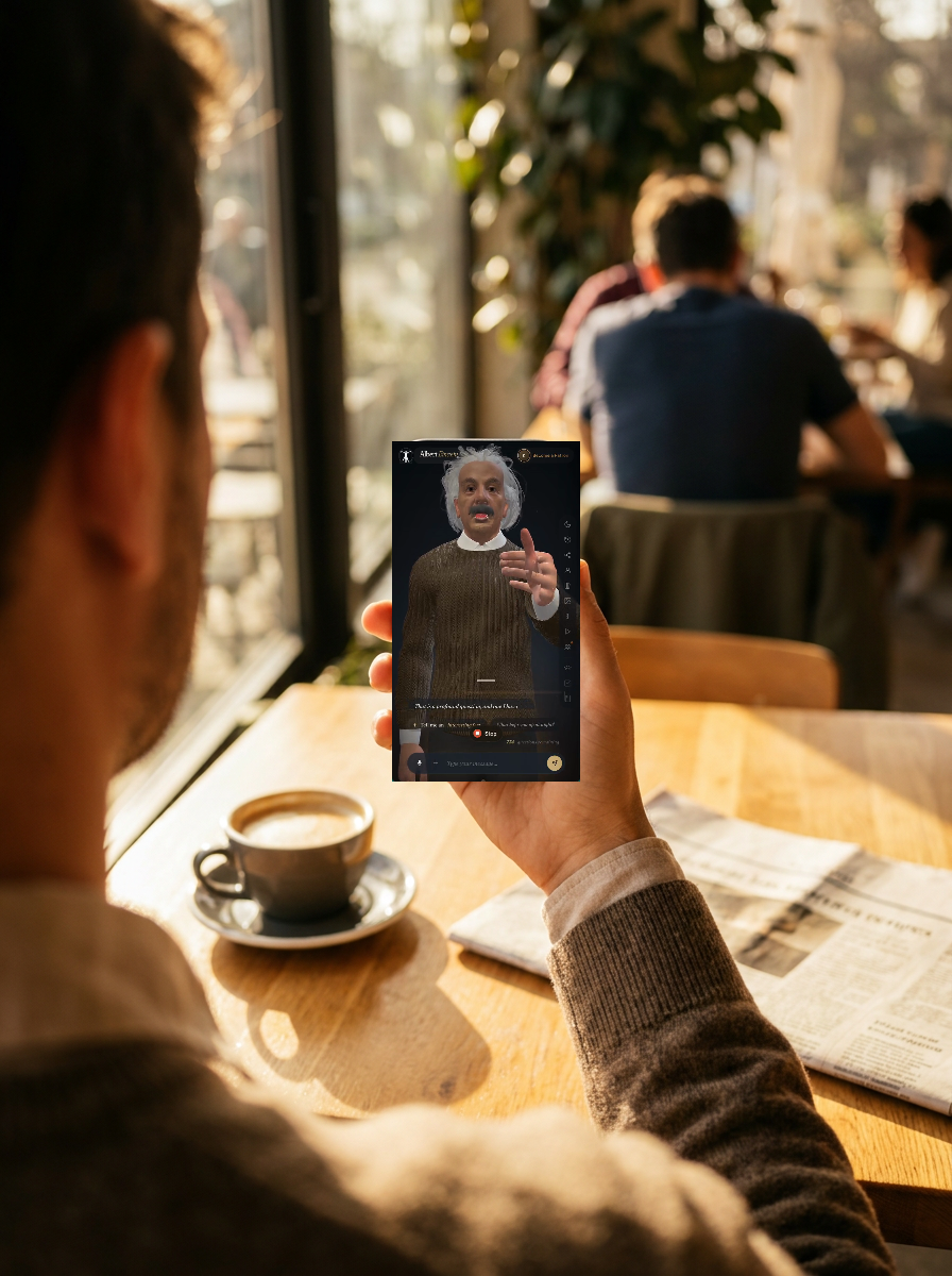 Talking with Einstein at a cafe
